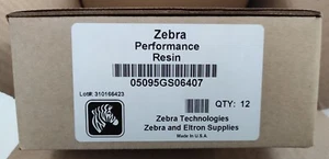 12x Zebra Performance Resin Thermal Transfer Ribbon Black 74m 64mm 05095GS06407 - Photo 1/2