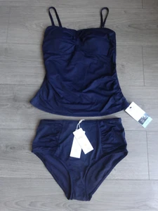 M&S MAGIC SHAPING NAVY BLUE TANKINI SET UK SIZE 12 TOP SIZE 12 BOTTOMS - Picture 1 of 7
