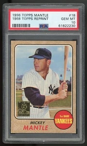 PSA 10 Mickey Mantle 1996 Topps #18 1968 Topps Reprint New York Yankees Gem Mint - Picture 1 of 2