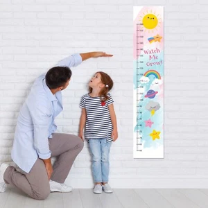 Personalised Girls Cute Sky Cloud Rainbow Star Sunny Growth Height Measure Chart - Bild 1 von 8