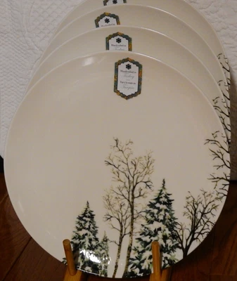 Juego de 4 platos de cena de pinos de invierno Intesa Home 10 1/2' NUEVO Foto 1 de 4