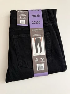 Kenneth Cole Men’s Straight Fit 2-Way Stretch Denim Jeans 30x30 Black NEW - Picture 1 of 4