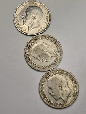 United Kingdom SIXPENCE, 1916, 1922, 1928, Mixed Silver - 6710 - Image 1 of 4