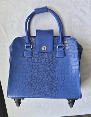 Hang Accessories Harlequin Rolling Carry-on Bag Blue Croc With Laptop Sleeve - Image 1 of 4