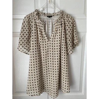 Blusas Ann Taylor Factory Estampado Floral Cuello en V Mujer XL Lote de 2 Borgoña Crema Foto 1 de 4