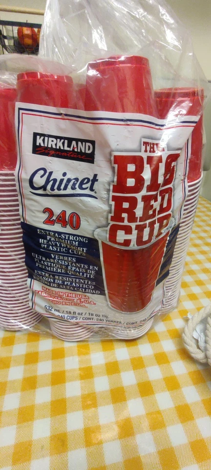 240 X 532ml Kirkland Signature Chinet The Big Red Strong Plastic Drink Cup