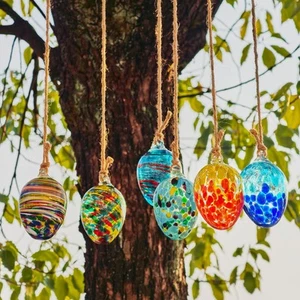 6pcs Hand Blown Handmade Glass Easter Eggs Decorative Hanging Ball Ornaments ... - Picture 1 of 5