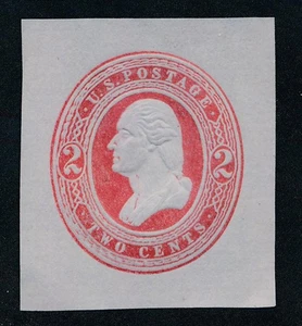 UNITED STATES (US) U238 UNUSED VF 2c RED ON BLUE CUT SQUARE - Picture 1 of 2