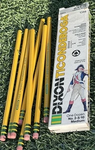 Vintage Dixon Ticonderoga No. 2-5/10 #1388 Pencils ×8 w/ Original Box Ethan Alle - Picture 1 of 4