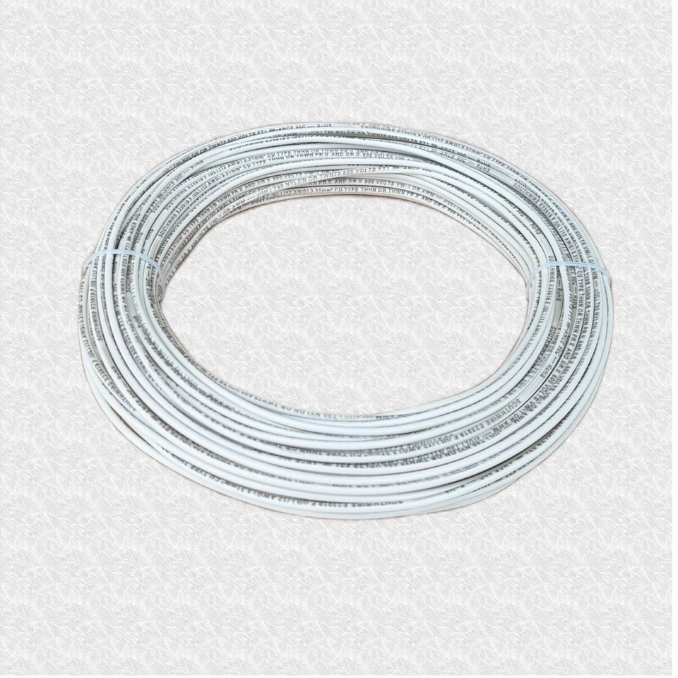 Alambre THHN 12 AWG cobre sólido - UL - BLANCO - 100 pies Foto 1 de 1