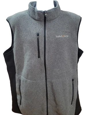 Port Authority Vest Men 2XL Gray Fleece Zip Pockets Outdoors Sunpower Logo NWOT - Image 1 of 4