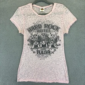 Y2k Burnout Baby Tee Womens XL Sheer Grunge Angels Cherubs VTG Hard Rock Hotel - Picture 1 of 8