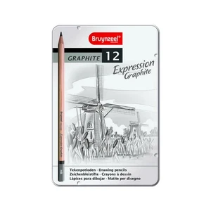Bruynzeel Expression Graphite: 12 Graphit Zeichenstifte im Metalletui - Bild 1 von 2