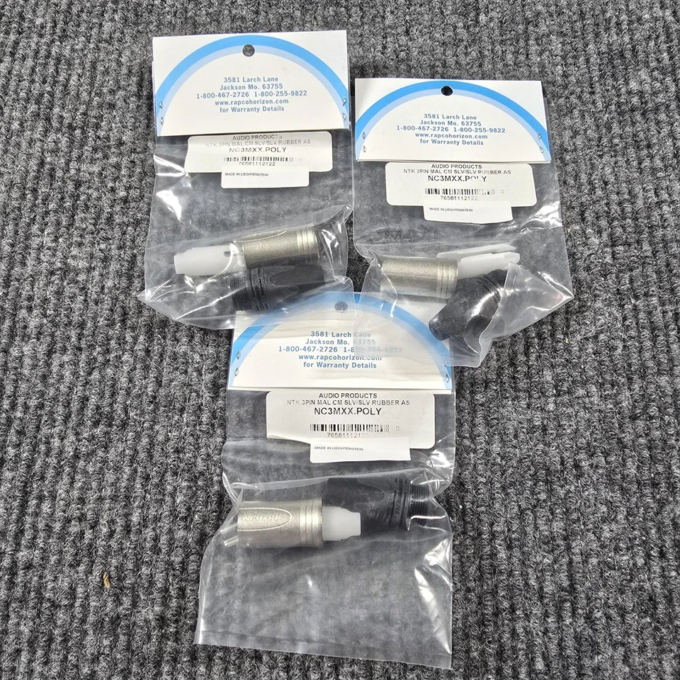 Neutrik NC3MXX.POLY 3 pines macho XLR conector de audio de goma plateada lote de 3 Foto 1 de 4