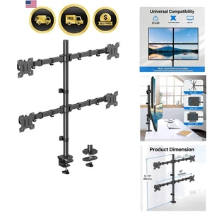 Quad Monitor Stand Mount for 17-32 Inch Screens Fully Adjustable Desk Mount - Picture 1 of 10