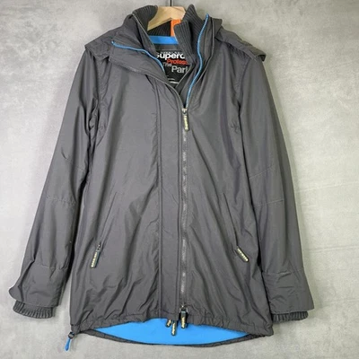 Jaqueta Parka Superdry Masculina Média Preta Azul Forrada de Lã Casaco Externo com Capuz - Imagem 1 de 4