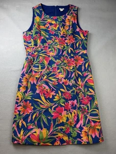J Crew Dress Womens 12 Pink Blue Floral G2657 Sleeveless Sheath Lined Summer - Picture 1 of 9