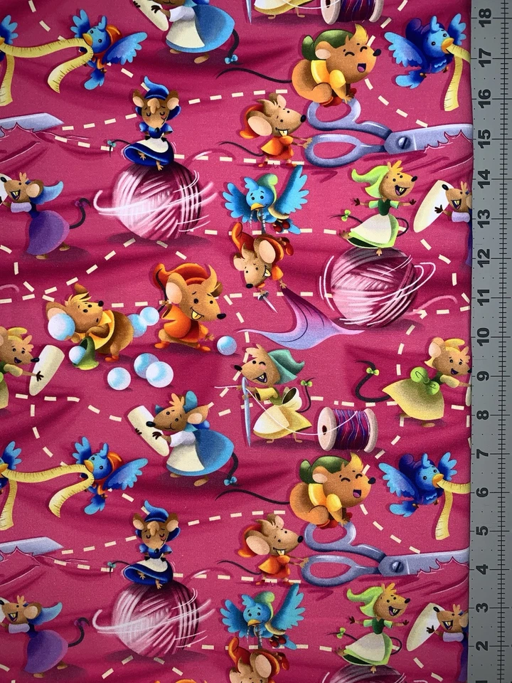 Disney Cinderella Mice Gus Gus Custom Fabric Fat Quarter 18”x28” Cotton Spandex - Image 1 of 1