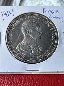 1914-a Prussia (German State) 5 Mark - Silver 0.900 - Wilhelm II Crown - Picture 1 of 8