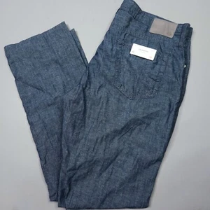 Adriano Goldschmied Il Laureato Pantalone Gamba Sartoriale Cotone Canapa SFH Blu 40x34 - Foto 1 di 10