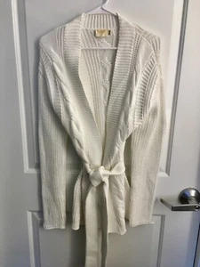 NWOT $247 Nation Ltd Los Angeles Cotton Cable Belted Long Cardigan Sweater SzS - Picture 1 of 11