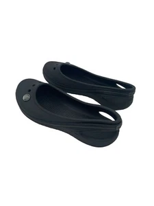Crocs Genna ll Slingback Slip On Flat Shoes Girls Size J4 Black With Gem - Picture 1 of 7