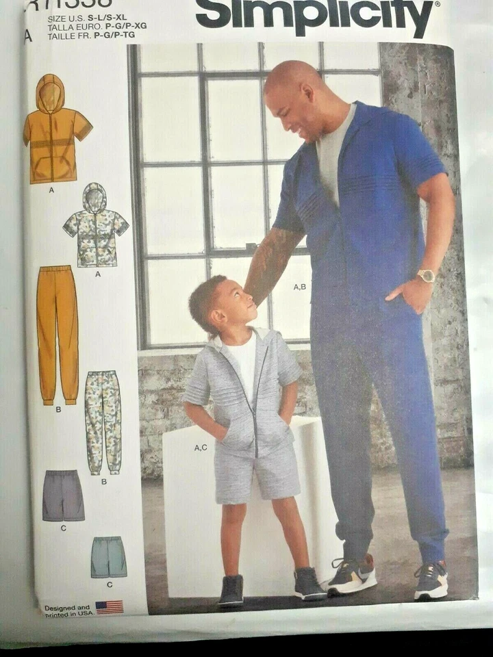 Tracksuit sweatsuit XS-XL Simplicity R11338 Sewing Pattern Boys Mens Sweat Pants - Image 1 of 4