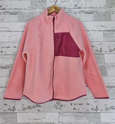 Chaqueta Sherpa tejida con cremallera J Crew para mujer pequeña rosa calce suelto ligera Foto 1 de 4