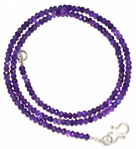 Amethyst Gemstone Round 3-4 mm Beads 925 Sterling Silver 12-40" Strand Necklace