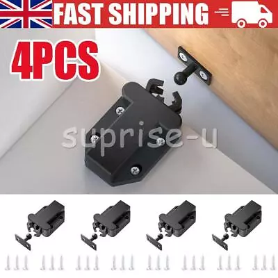4PCS Beetle Touch Push To Open Latch Catch Cabinet Cupboard Door With Screws UK - Image 1 of 4