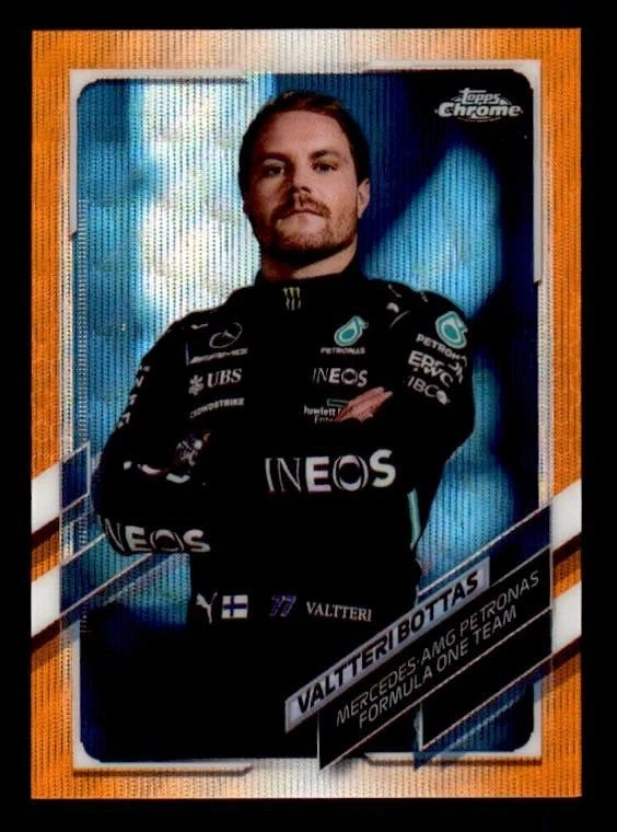 2021 Topps Chrome Formula 1 Orange Wave Refractor #2 Valtteri Bottas #10/25 - Image 1 of 2