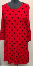 Kensie L Red Black Polka Dot Stretch Rayon Drop Waist Ultra Soft Short Dress