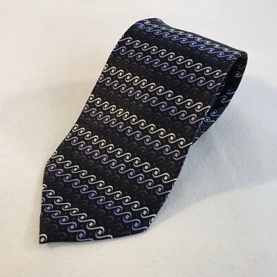 Corbata de cuello de seda de diseñador Kilburne & Finch ondas geométricas para hombre (T2) Foto 1 de 4