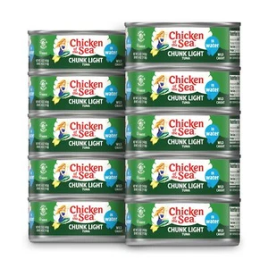 Chicken of the Sea Chunk Light Tuna in Water 5 oz. Can Pack of 10 - Picture 1 of 8
