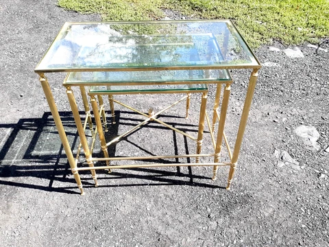 vintage Italian,brass and glass,high quality,set of 3 nesting tables Cover