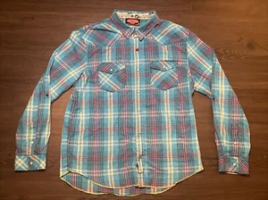 Mambo Australia Large Multicolor Plaid Pearl Snap L/S Button Up 2 Pocket Shirt - Picture 1 of 7
