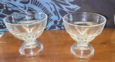 VINTAGE (2) Pyrex Dessert Bowls Clear Ice Cream Parfait Dish Pedestal ThickHeavy - Image 1 of 4