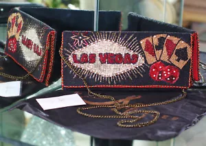MARY FRANCES Beaded LAS VEGAS DICE Shoulder Bag CROSSBODY PURSE Clutch CHAIN coa - Picture 1 of 11