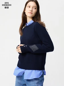 UNIQLO X ANYA HINDMARCH 100% Cashmere Jumper - Navy - Size XS Extra Small NWT - Picture 1 of 7