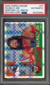 Hillbilly Jim #77 2006 Topps cromado Heritage X-Fractor rojo automático PSA auténtico - Imagen 1 de 2