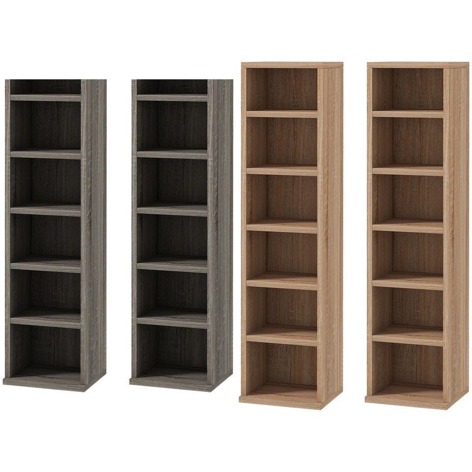 HOMCOM Set 2 Librerie Porta CD con Mensole Regolabili 21x22.5x88.5cm - Immagine 1 di 1
