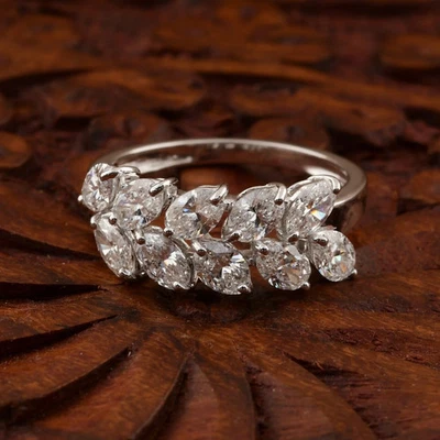 Oval-Shape Cut Lab-Grown/CVD Diamond Wedding Gift Ring Solid 14K White Gold - Image 1 of 4