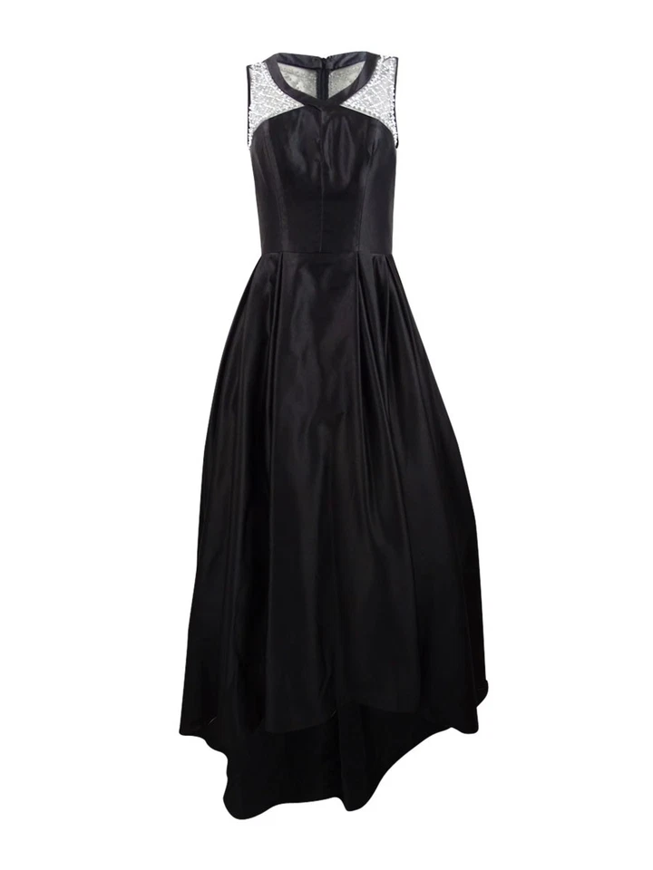 Betsy & Adam Womens Black Embellished Mesh Formal Dress Gown 8 BHFO 9406