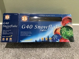 Home Depot G40 Snowflake Ball Multi Color 25ct Light Solid/Flashing 2004 NOS - Picture 1 of 4