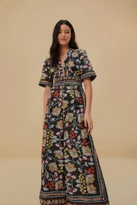 NW AUTH FARM RIO Flowery Black Jumpsuit LARGE L FREE SHIP - Picture 1 of 7