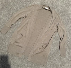 Nordstrom Womens Small Merino Wool Lightweight Cardigan Open Long Beige NWOT - Picture 1 of 6