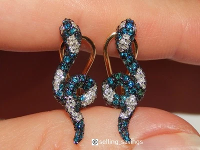 PENDIENTES OMEGABACK SERPIENTE SERPIENTE SERPIENTE 1,1 PULGADAS DIAMANTE BLANCO ORO BLANCO 14K Foto 1 de 4