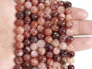 Red Rutile Phantom Quartz Bead Natural AAA Gemstone Round Loose Beads 8MM - Picture 1 of 3