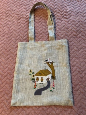 Nuevo con etiquetas Bolso de Mano Informal Bordado de Playa de Hombro de Lino para Mujer Niña Foto 1 de 4