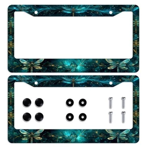 2Pcs Beautiful Dragonfly License Plate Frame Insect Flying License Plate Fram... - Picture 1 of 8